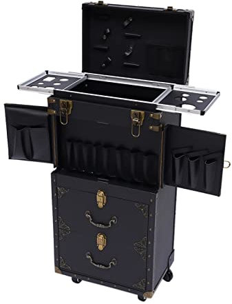 FUROMG 4-Ebenen Kosmetikkoffer Trolley Friseurkoffer Schminkkoffer Make-up Koffer Beauty Case mit Rollen Beauty Case Nageldesign Koffer Friseurkoffer Trolley Nagelkoffer