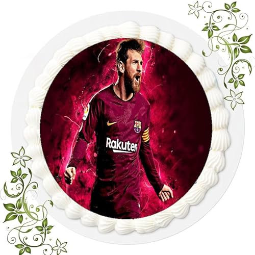 Für den Geburtstag ein Tortenbild, mit dem Motiv: Fussball, Essbares Foto für Torten, Tortenbild, Tortenaufleger Ø 20cm ESSPAPIER Messi Fussball Nr. 33
