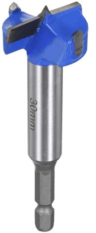 sourcing map Forstner Drill Bits 30mm, Tungsten Carbide Wood Saw Auger Opener, Woodworking Hinge Hole Drilling Boring Bit Cutter (Blue, Gray)