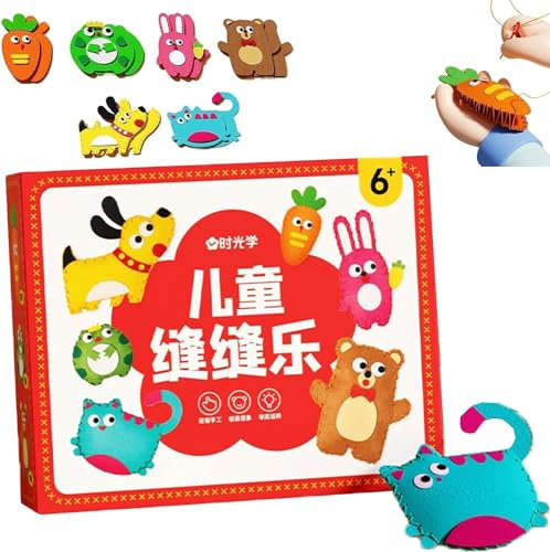 EHOTER Kinder Puppen Nähspielzeug Handwerks Nähspaß Set DIY Kunstset Nähen von Tierpuppen für Anfänger Kreatives Tieranhänger-Materialpaket Pädagogische Puppenornamente Geschenk (A)