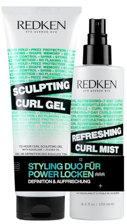 Redken Pflegeset mit Spray und Gel, Refreshing Curl Mist und Sculpting Curl Gel für sofort revitalisierte und definierte Locken, Mit Squalan und Jojoba-Öl, Für ein frisches Haargefühl
