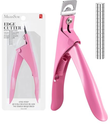 MelodySusie Acryl Nagelknipser mit 15 Stück Magneten Tip Cutter für Fake-Gel-Nägel Sharp Professional Maniküre Pediküre mit Längenmessung Trimmer Nagelpflege-Tools (Pink)