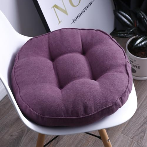 2er Set Stuhlkissen, Sitzkissen Boden für Indoor und Outdoor, Waschbare Stuhlauflage für Bank und Stuhl, Bodenkissen für Zuhause Büro Küche Esszimmer,Violett,Rund, 50x50cm