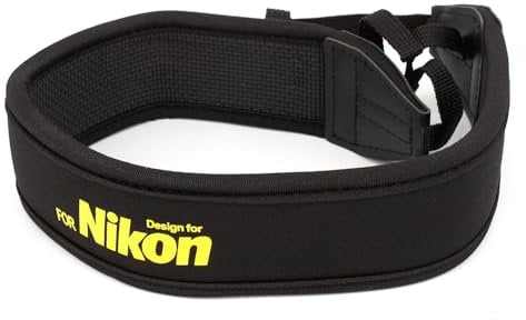 Pixel Peeper Pro Neoprene Comfort Neck Strap. Compatible with Nikon DSLR and Mirrorless cameras. Wide fitting for DSLRs and large compact cameras
