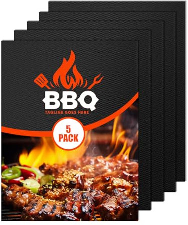 Set di 5 tappetino barbecue per barbecue a gas, tappeto per barbecue a carbone 40x33 cm, carta da forno riutilizzabile, senza PFOA per griglie elettroniche, forni,bbq accessori barbecue
