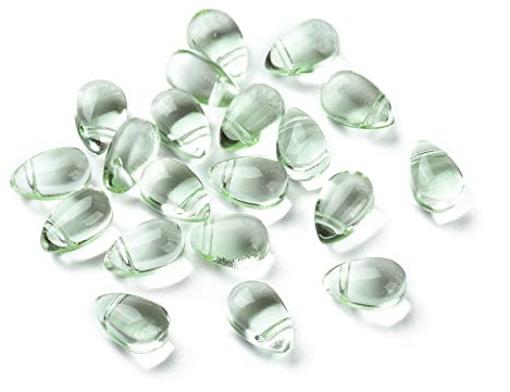 Stiesy 200 Stück hellgrüne Glasperlen in Tropfenform, transparente Wassertropfen, Glasperlen, oben gebohrte Perlen, klare Kristall-Abstandshalter, Charms für Schmuck, Armbänder, Basteln, Halsketten,