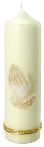 Kerze mit betenden Händen und goldenen Details, 220x60 mm