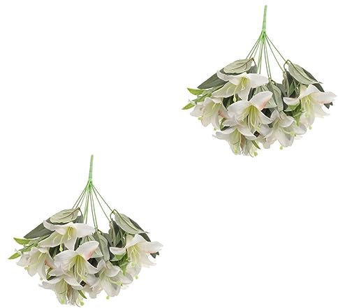 Cabilock 2 Pezzi Di Delicato Bouquet Di Gigli Fiori Di Seta Realistici Decorazione Per Feste Di Nozze Facile Da Comporre