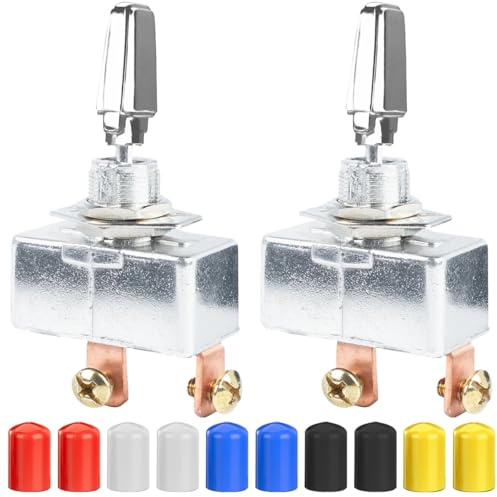 Xiatiaosann 2 Stück Hochleistungs-Kippschalter DC 12V 50A Selbstsperrender Schalter EIN/AUS 2 Positionen SPST Kippschalter für Automotive, Marine, Industrie mit Gummikappe