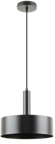 LED Universum - Pendelleuchte Victoria Ø 30cm Metall rund für LED E27 Leuchtmittel max 40W (exklusive) höhenverstellbar bis 150cm Esstisch Wohnzimmer Hängelampe Deckenlampe schwarz