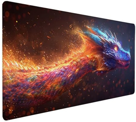Large Cloth Gaming Mouse Pad, Optimised for Gaming Sensors, Moderate Surface Friction, Non-Slip Mouse Mat, Mac and PC Gaming Accessories, 800x400x3mm yellow dragon 8-5