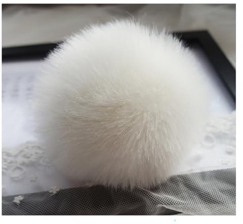 6 Stück 12cm Extra Groß Weiß Fellbommel Pompon Groß mit Elastischer Schlaufe Bommel Pompons Künstlicher Fellpompon für Mützen Beanies Anhängern Schlüsselanhänger Bekleidung Zubehör Dekoration