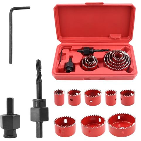 TYBYBB Set di Frese a Tazza per Legno 11 Pezzi Seghe a Tazza per Legno 19-64 mm, Punte a Tazza per Legno con Chiavi Esagonali per Fori Precisi in Legno Dolce, Piastra in PVC e Plastica