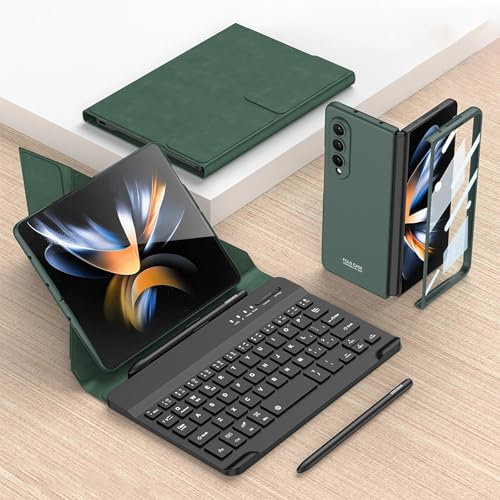 JZCZMCE Custodia con Tastiera per Huawei Mate XS 2, Tastiera Wireless Magnetica Staccabile con Supporto per S Pen [Tastiera + Custodia + Penna Capacitiva],Verde