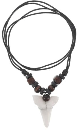 ROMISBABA Haifischzahn-Halskette, Halskette Mit Holzperlen, Surfer-,Modischer Vintage-Anhänger, Herren-Charm-, Lässiger Stilschmuck