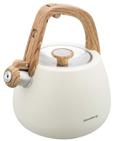 Stahl-Wasserkessel Flötenkessel Teekessel Kessel 2,5L Induktion (Creme)