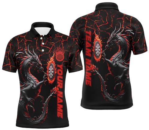 Outfitsuche Personalisierte Rote Drachen 3D Bedruckte Dartshirts für Herren & Damen | Individuelle Team Liga Trikot Leistungs Dart Trikot T1841