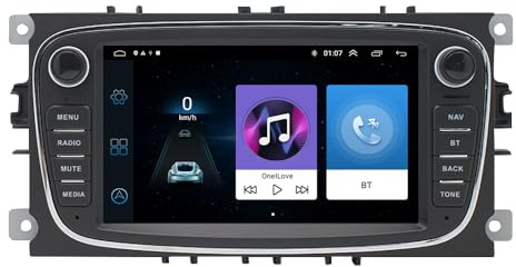 ASVEGE Autoradio Android per Ford Focus 2008-2012,per Kuga Galaxy S/C-Max Mondeo 2GB+64GB Stereo Auto 2 Din Wireless Carplay Android Auto 7 Touchscreen con GPS WiFi FM/RDS 32EQ Retrocamera MIC