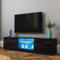 TV Schrank mit 2 Türen 2 Regale, TV-Ständer Hochglanz Front, 160cm TV Lowboard mit LED Beleuchtung, Fernsehschrank für Wohnzimmer, Esszimmer, Schlafzimmer, Schwarz