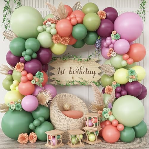Arche de ballons roses et verts à double rembourrage, kit de guirlande de ballons en latex jaune clair pastel, différentes tailles pour anniversaire, décorations de fête tropicale