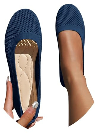 2025 Women's Summer Slip-On Knitted Trainers - Comfortable and Breathable Shoes, Non-Slip Ballerinas, Sporty Flat Business Heel