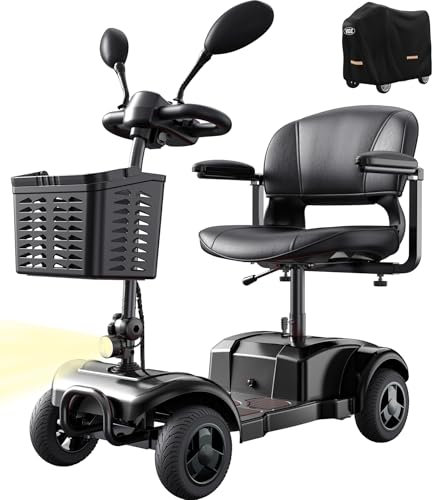 VOCIC Elektromobil Klappbar für Senioren, 20KM Stabiler Mobilitätsroller 4 Räder 136KG (Glanzschwarz)