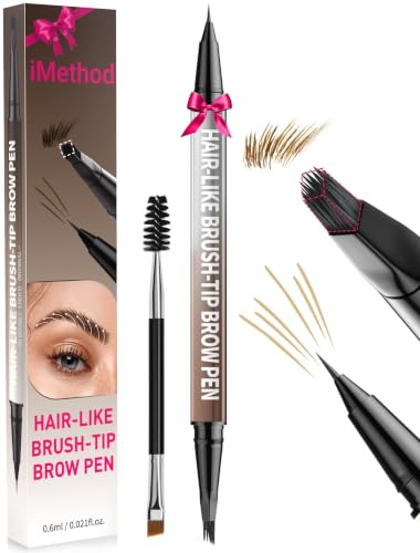 iMethod Augenbrauenstift – Augenbrauenstift, 2-in-1 Eyeliner mit doppelseitigem Pinsel für Microblading 4D-Augenbrauen,für haarähnliche Augenbrauen, mit Augenbrauenbürste, Blond