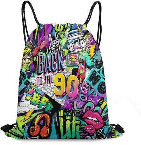 Coole 80Er 90Er Turnbeutel Verstellbar Beutel Leicht Sporttasche Für Yoga Erwachsene Schule 36X42Cm