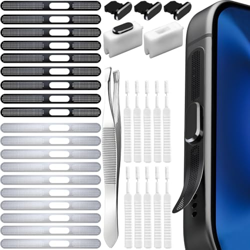 HAAMNING7 20 Pcs Phone Dustproof Net Sticker Phone Speaker Anti Dust Sticker Loudspeaker Dustproof Cover Port Plug, for iPhone 14/13/12/11 Series