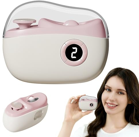 2 in 1 Electric Nail Clippers for Senior Adults, Rechargeable Nail Trimmer and Polisher, 3 Speeds Automatic Fingernails Clippers,Pink