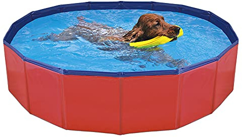 Piscina Plegable para Perros Gatos Bañera Portátil para Mascotas Plegable PVC Antideslizante y Resistente (80 * 20CM Rojo)