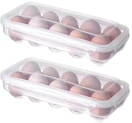 Portauovo per 10 uova, contenitore per uova per frigorifero, impilabile, scatola trasparente con coperchio, cartone per uova in plastica per cucina, campeggio e trasporto (27,5 x 13 x 6,8 cm)