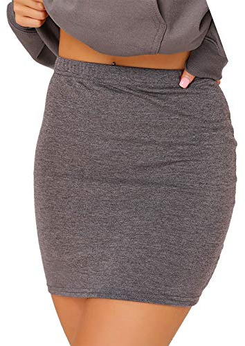 Pretty Fashion Mini Skirt, Stretchy, Slimming Skirts for Women UK, Short Skirt Elasticated Women's Skirts, Black Mini Skirts for Women UK Multiple Colours Plus Sizes 8-22 (Charcoal, 20-22)