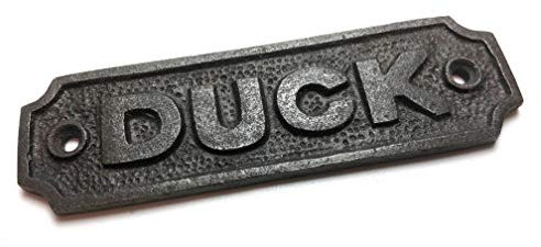 Cast Iron DUCK Sign - 115mm x 35mm c/w fixing screws.