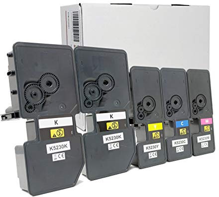 OBV 5er Set kompatibler Toner als Ersatz für Kyocera TK-5220 / TK-5230 für Kyocera ECOSYS M5521cdn M5521cdw P5021 P5021cdn P5021cdw P5021 Series schwarz, schwarz, Cyan, Magenta, gelb