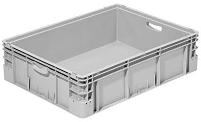 Die Boxfabrik Eurobehälter 800x600x220 mm | Stapelbar | Wände und Boden geschlossen | Mit Handgriff | 90 Liter | PP-C | Grau