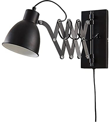Lindby ausziehbare Wandlampe/Wandleuchte schwarz Metall mit Scherenarm, Leselampe drehbar schwenkbar Nachttischlampe Wand Ziehharmonika Lampe 1 flammig Scherenlampe