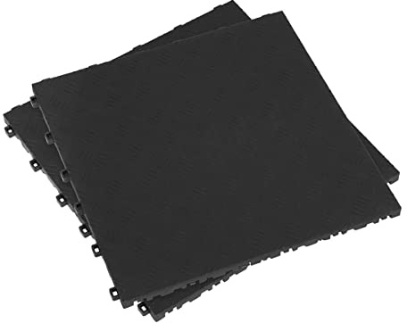 Sealey FT3B 400 x 400mm Polypropylene Floor Tile - Black Treadplate - Pack of 9
