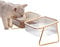 Double Cat Bowl with 15° Tilted Stand, Anti-Slip Detachable Pet Food & Water Bowls, Stainless Steel Base & ABS Material, Ergonomic Raised Feeder for Cats and Small Dogs to Protect Neck and Digestion