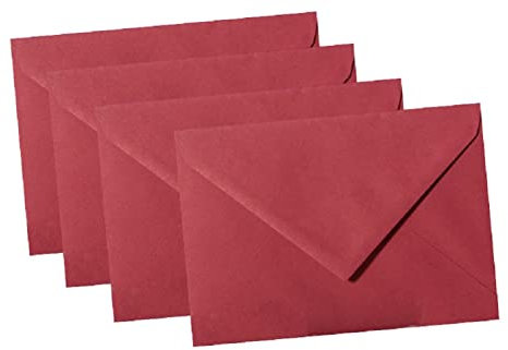 Paper24 25 Briefumschläge DIN C6 114x162 mm, nassklebend, für Einladungen, Grußkarten A6, für Hochzeit, Geburtstag in Weinrot