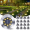 Qedertek Solar Bodenleuchten Aussen Garten - 16 Stück 8 LED Solarleuchten Außenleuchte Warmweiß, Led Solar Gartenleuchten Wasserdicht Solarlampen für Garten, Rasen, Gehweg, Patio, Auffahrt
