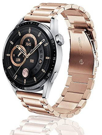 Rosok Cinturino Compatibile con HUAWEI WATCH GT 4 46mm / Watch 4 46mm / Watch 4 Pro 48mm (22mm), Cinturino di Ricambio Regolabile in Acciaio Inossidabile per Amazfit Balance/Bip 5 - Oro Rosa