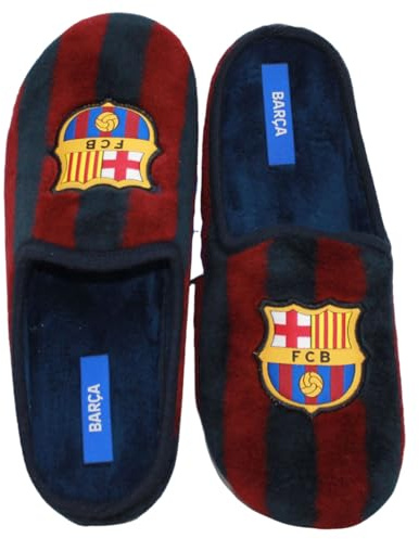 MARPEN SLIPPERS, Offizielle FC Barcelona Fußball Winter Hausschuhe für Kinder Jungen oder Mädchen
