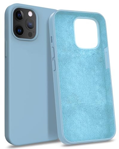 MyGadget Custodia per iPhone 12 | 12 Pro - Hardcase con Strato Microfibra & Cover Silicone Resistente - Protezione Antigraffio & Antiurto - Celeste