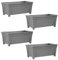 simpa Plastic Trough Garden Planter Pots 55cm Length - GREY, Set of 4 Pots - Suitable for Indoor or Outdoor Use with DIY Drainage Holes.