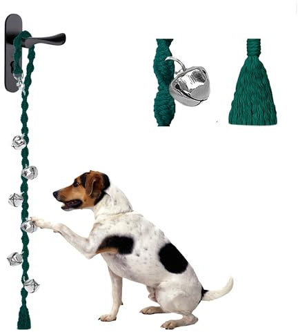 GINIDEAR Dog Bells to Go Outside & Puppy Potty Training, Adjustable Dog Door Bell Ring to Go Potty, Handmade with Premium Yarn. Twisted Style, DarkGreen