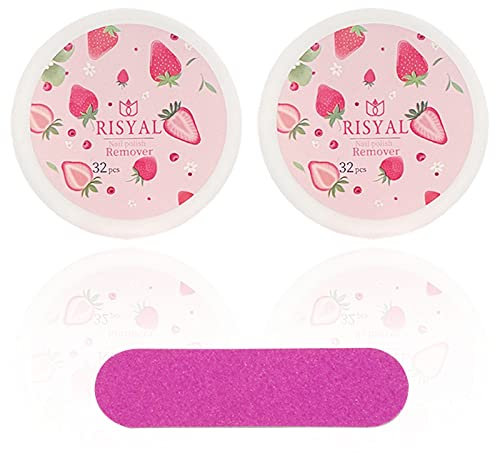 64PCS Nail Polish Remover Pads, Portable Instant Removal Wipes, Lint Free, Strawberry Scented