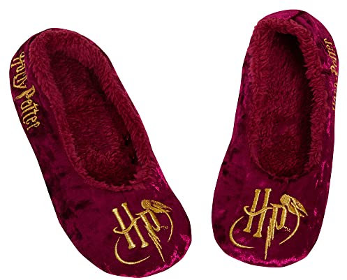 Harry Potter Hausschuhe für Damen, Mädchen, Teenager, Hogwarts, Slipper, Socken, burgunderfarben, 38 EU
