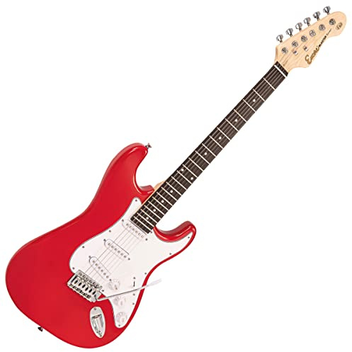 Encore Blaster E60 Electric Guitar – Gloss Red | Double-Cutaway Solid Body | 3 Single Coil Pickups | Online Lessons Included | Perfect Beginner Electric Guitar