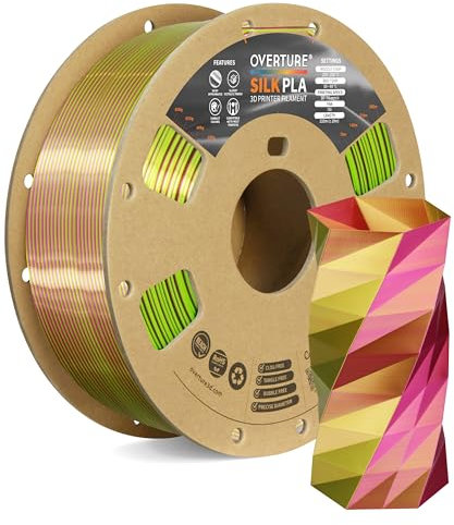 OVERTURE Dual Color Silk PLA Filament 1.75mm, 1kg 3D Drucker Filament Seide PLA, Maßgenauigkeit +/- 0.03 mm(Seide Grün-Magenta)